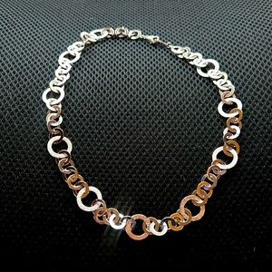 New Silver Tone Open Circle Statement Necklace